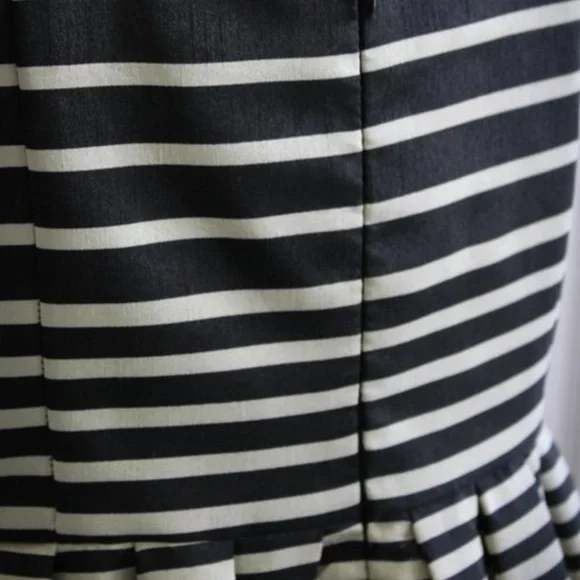 Feminine and Fabulous! Black and Ivory Striped Taylor Dress - Picture 8 of 11